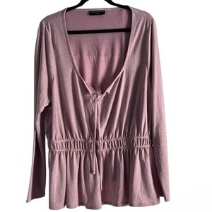 Lane Bryant Top Womens Plus 18/20 Purple Scoop Neck Peplum Tee Casual Ladies EUC